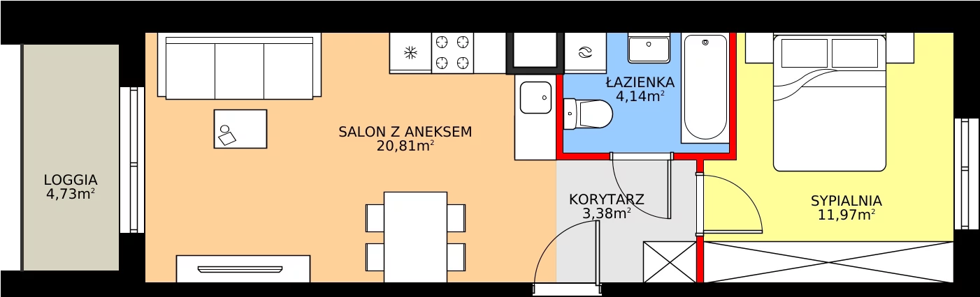 Zalety mieszkania 40.29 m², E.5M03