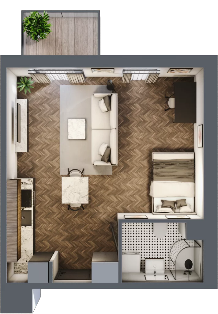 1 pokój, mieszkanie 35,74 m², piętro 1, oferta nr E.1M16, Nowa Wałowa, Gdańsk, Śródmieście, ul. Stępkarska / Wiosna Ludów