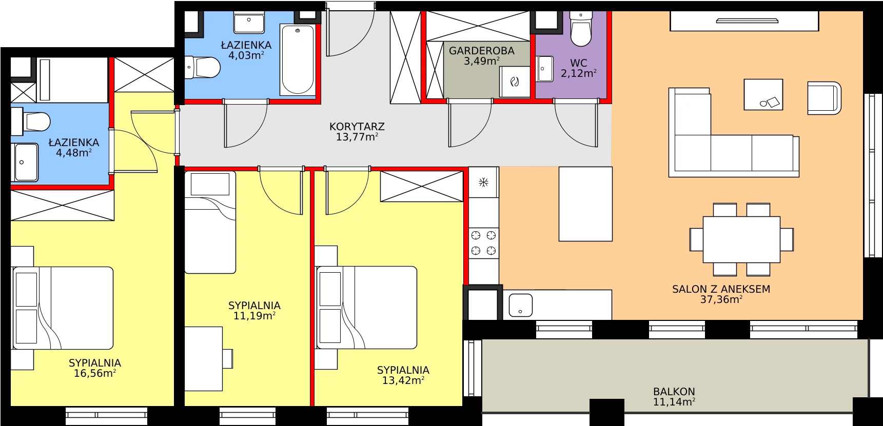 Zalety mieszkania 106.45 m², E.3M01