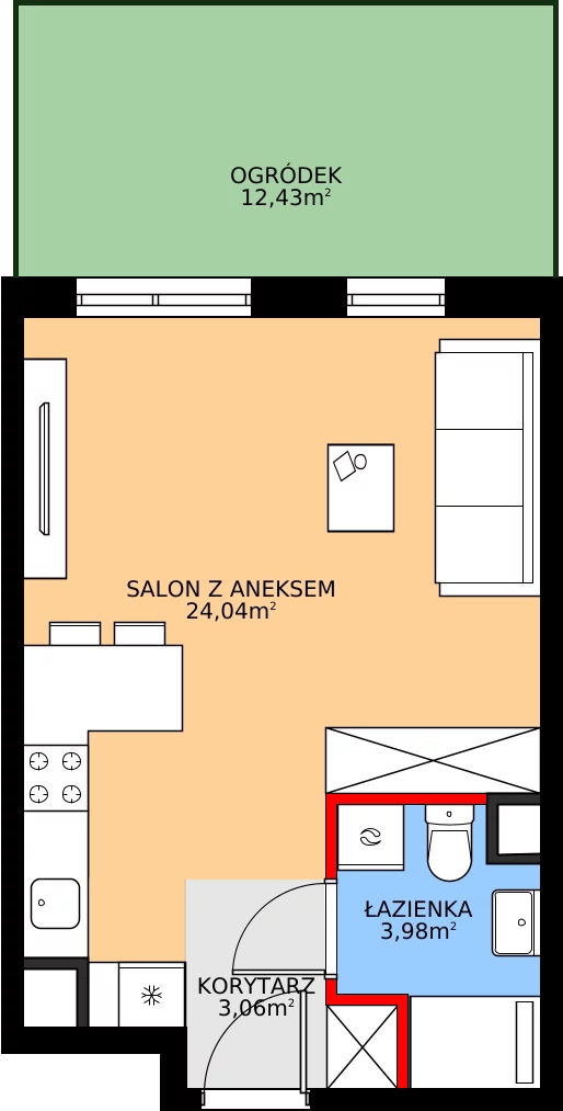 Zalety mieszkania 31.08 m², E.0M02