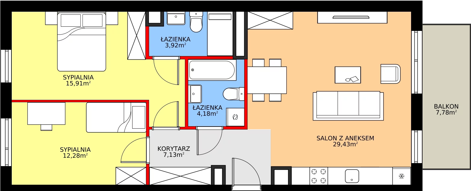 Zalety mieszkania 73.12 m², E.3M16