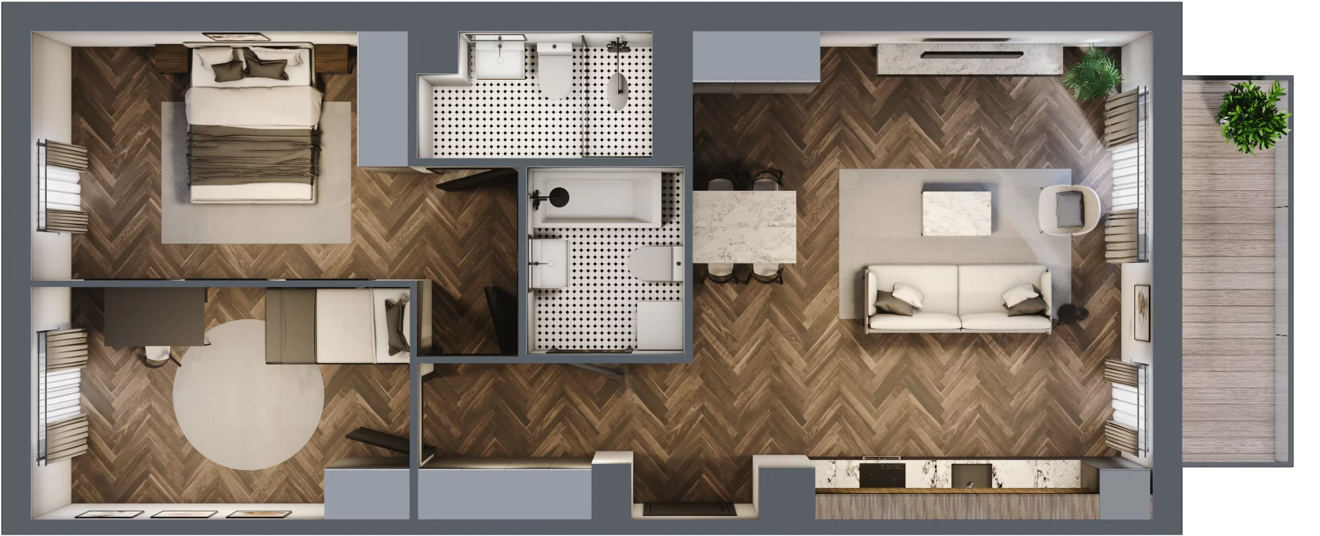 3 pokoje, mieszkanie 73,12 m², piętro 3, oferta nr E.3M16, Nowa Wałowa, Gdańsk, Śródmieście, ul. Stępkarska / Wiosna Ludów