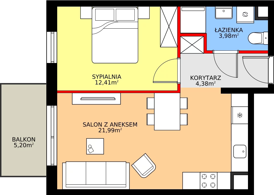 Zalety mieszkania 42.75 m², E.2M10