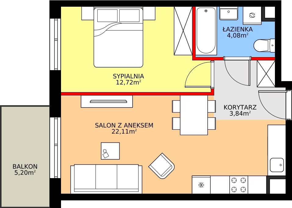 Zalety mieszkania 42.75 m², E.4M11