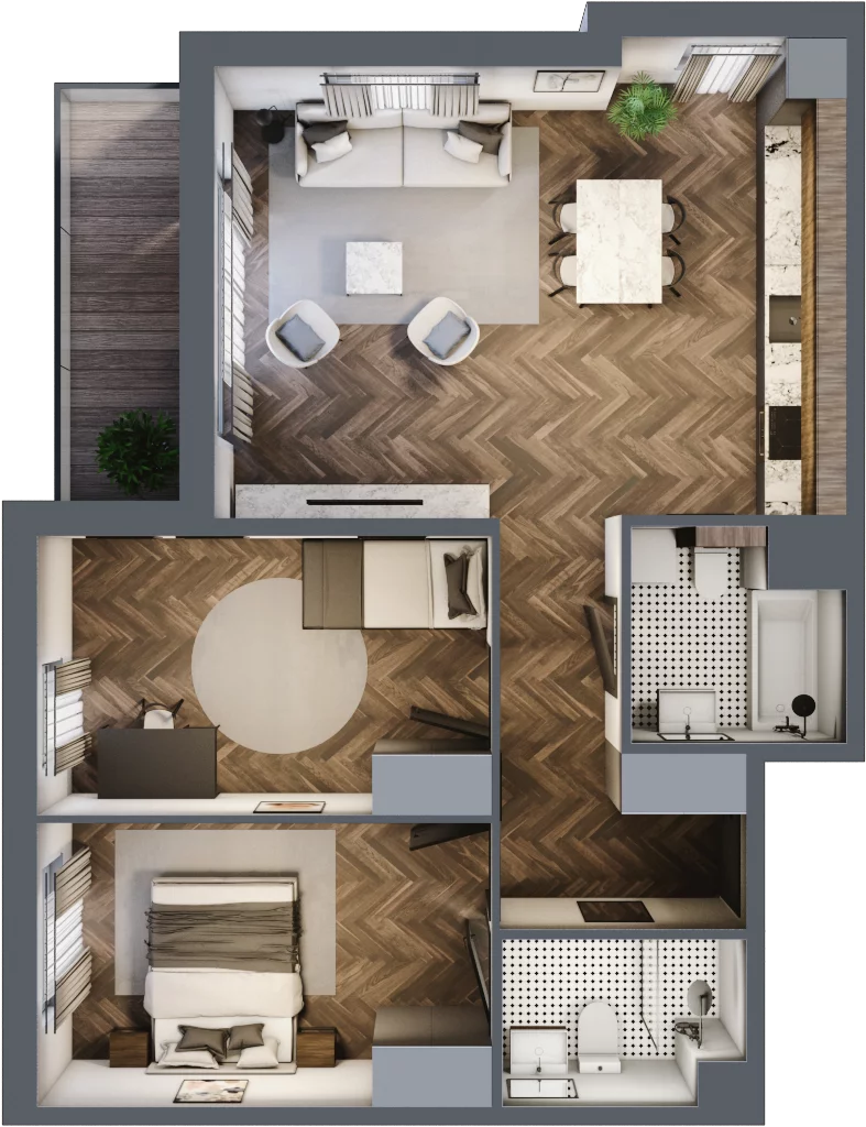 3 pokoje, mieszkanie 68,50 m², piętro 2, oferta nr E.2M12, Nowa Wałowa, Gdańsk, Śródmieście, ul. Stępkarska / Wiosna Ludów