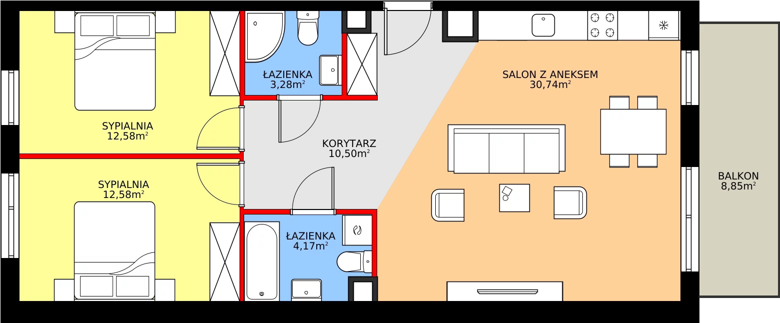 Zalety mieszkania 73.85 m², E.4M04