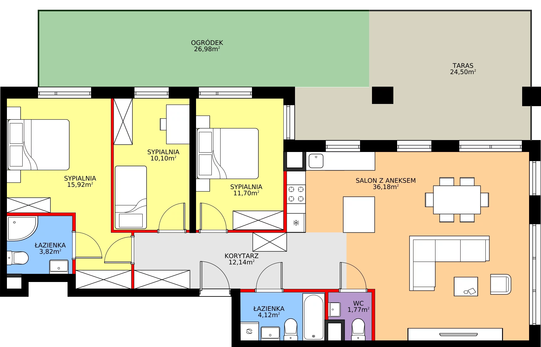 Zalety mieszkania 97.4 m², E.1M26