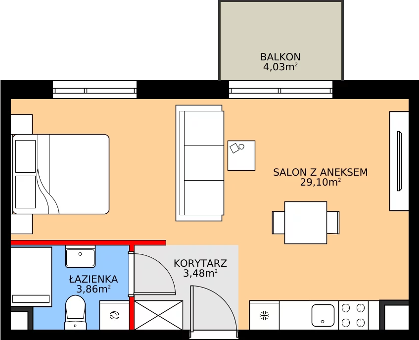Zalety mieszkania 36.43 m², E.5M24