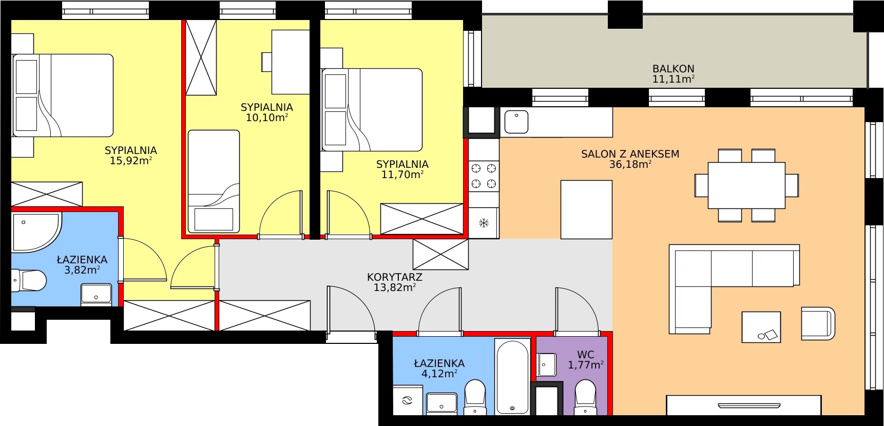 Zalety mieszkania 97.43 m², E.3M25