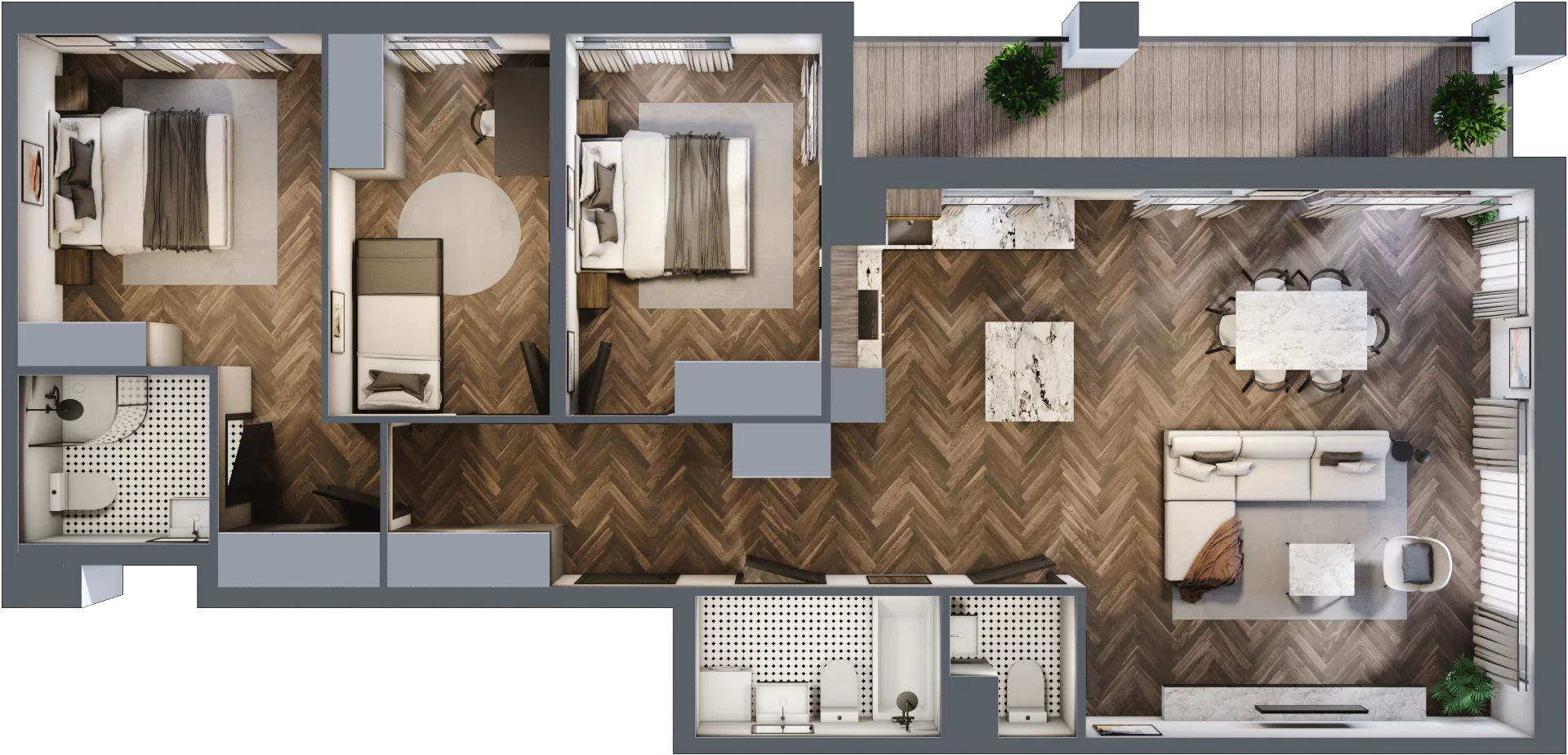 4 pokoje, mieszkanie 97,43 m², piętro 3, oferta nr E.3M25, Nowa Wałowa, Gdańsk, Śródmieście, ul. Stępkarska / Wiosna Ludów