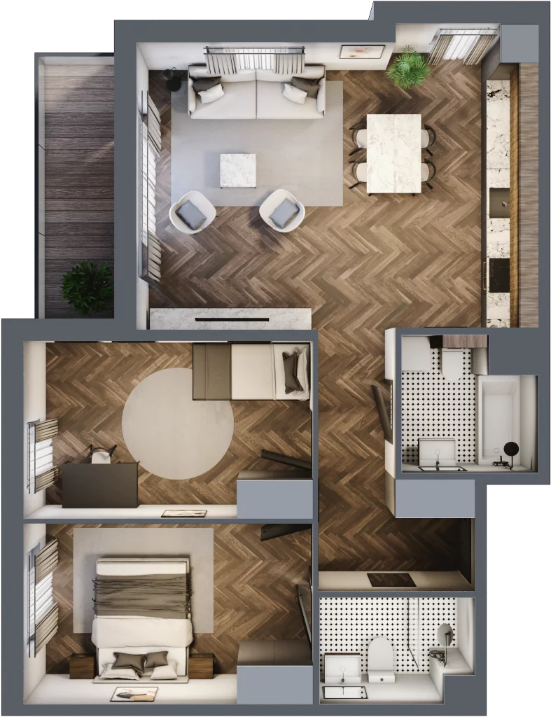 3 pokoje, mieszkanie 68,50 m², piętro 3, oferta nr E.3M12, Nowa Wałowa, Gdańsk, Śródmieście, ul. Stępkarska / Wiosna Ludów