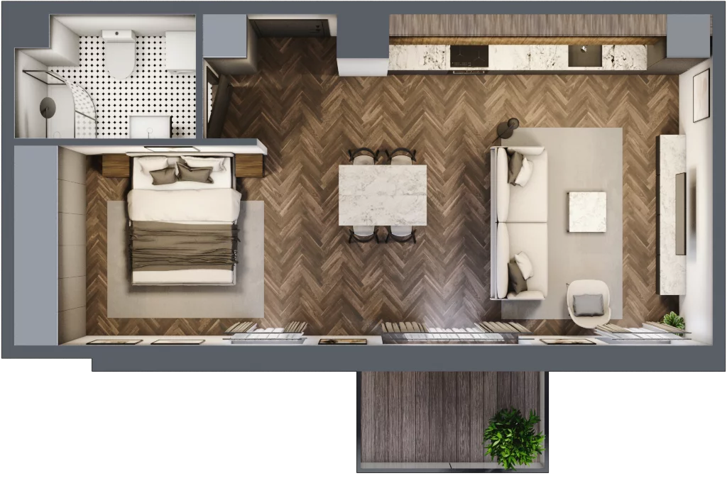 1 pokój, mieszkanie 42,88 m², piętro 3, oferta nr E.3M20, Nowa Wałowa, Gdańsk, Śródmieście, ul. Stępkarska / Wiosna Ludów