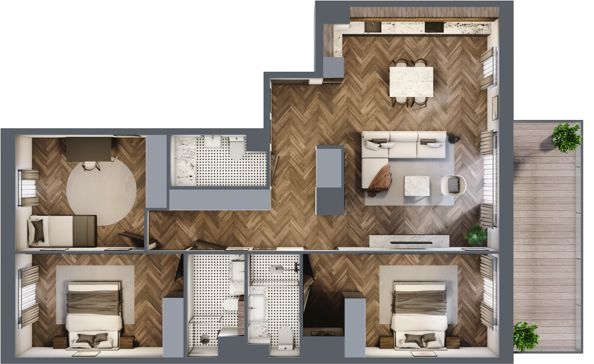 4 pokoje, mieszkanie 104,29 m², piętro 7, oferta nr E.7M07, Nowa Wałowa, Gdańsk, Śródmieście, ul. Stępkarska / Wiosna Ludów