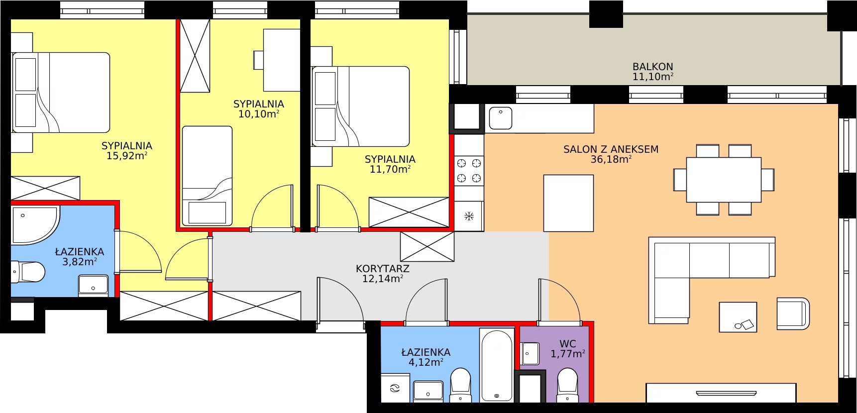 Zalety mieszkania 97.43 m², E.2M25