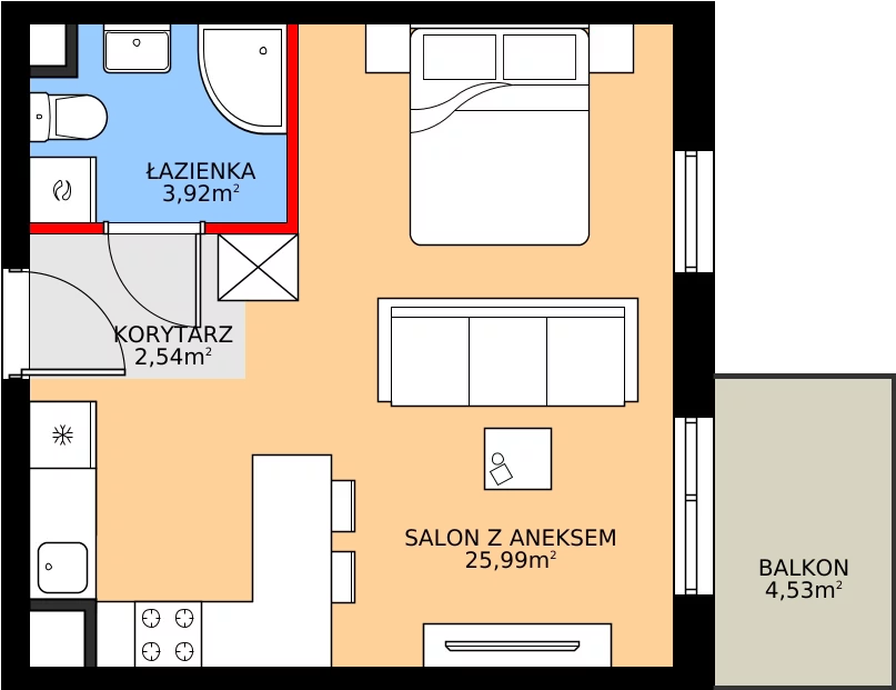 Zalety mieszkania 32.54 m², E.5M21