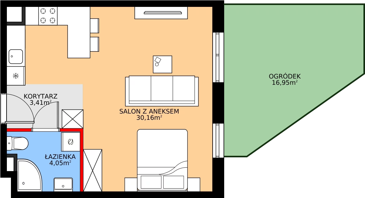 Zalety mieszkania 37.74 m², E.1M24