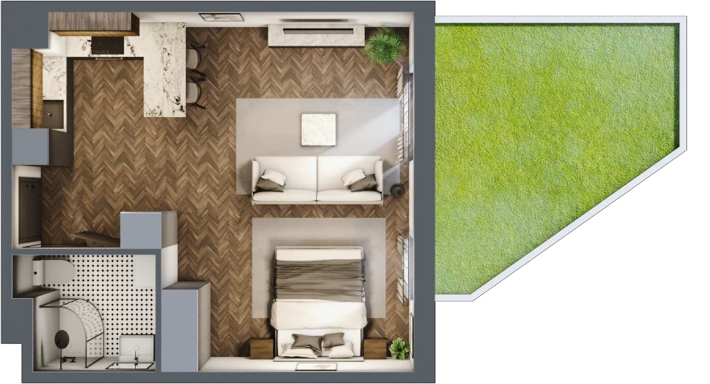 1 pokój, mieszkanie 37,74 m², piętro 1, oferta nr E.1M24, Nowa Wałowa, Gdańsk, Śródmieście, ul. Stępkarska / Wiosna Ludów