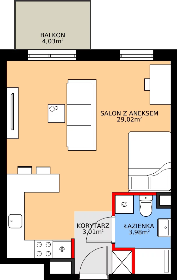 Zalety mieszkania 36.02 m², E.5M13