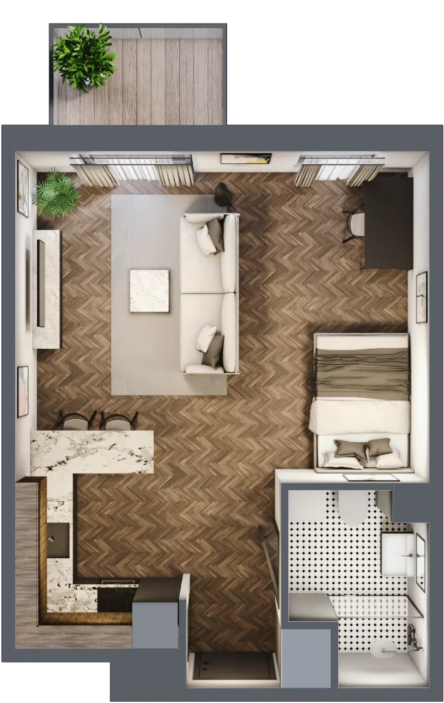 1 pokój, mieszkanie 36,02 m², piętro 5, oferta nr E.5M13, Nowa Wałowa, Gdańsk, Śródmieście, ul. Stępkarska / Wiosna Ludów