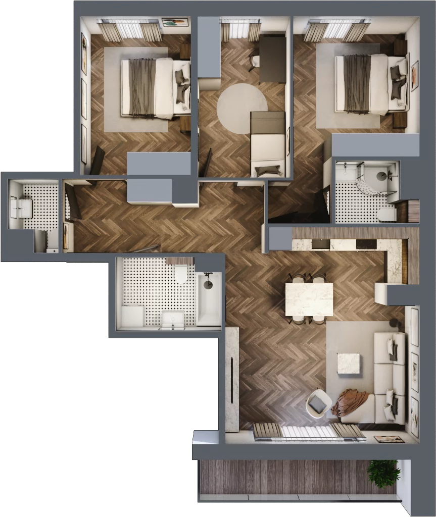 4 pokoje, mieszkanie 83,64 m², piętro 7, oferta nr E.7M11, Nowa Wałowa, Gdańsk, Śródmieście, ul. Stępkarska / Wiosna Ludów