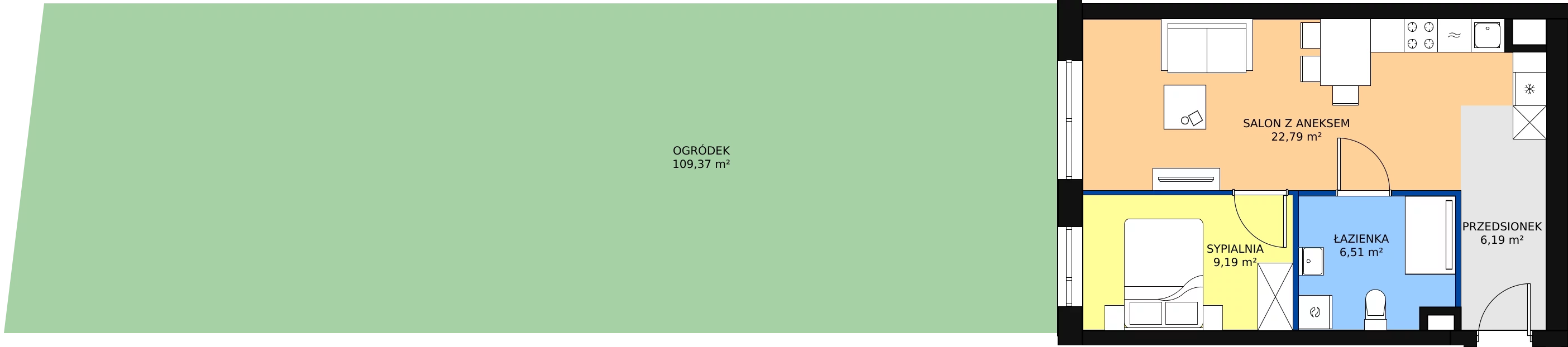 Zalety mieszkania 44.68 m², A1/0/9