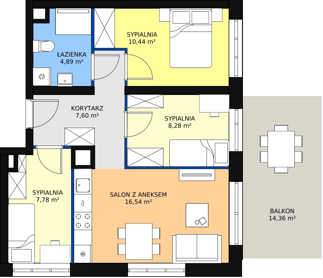 Zalety mieszkania 55.58 m², A1/1/4