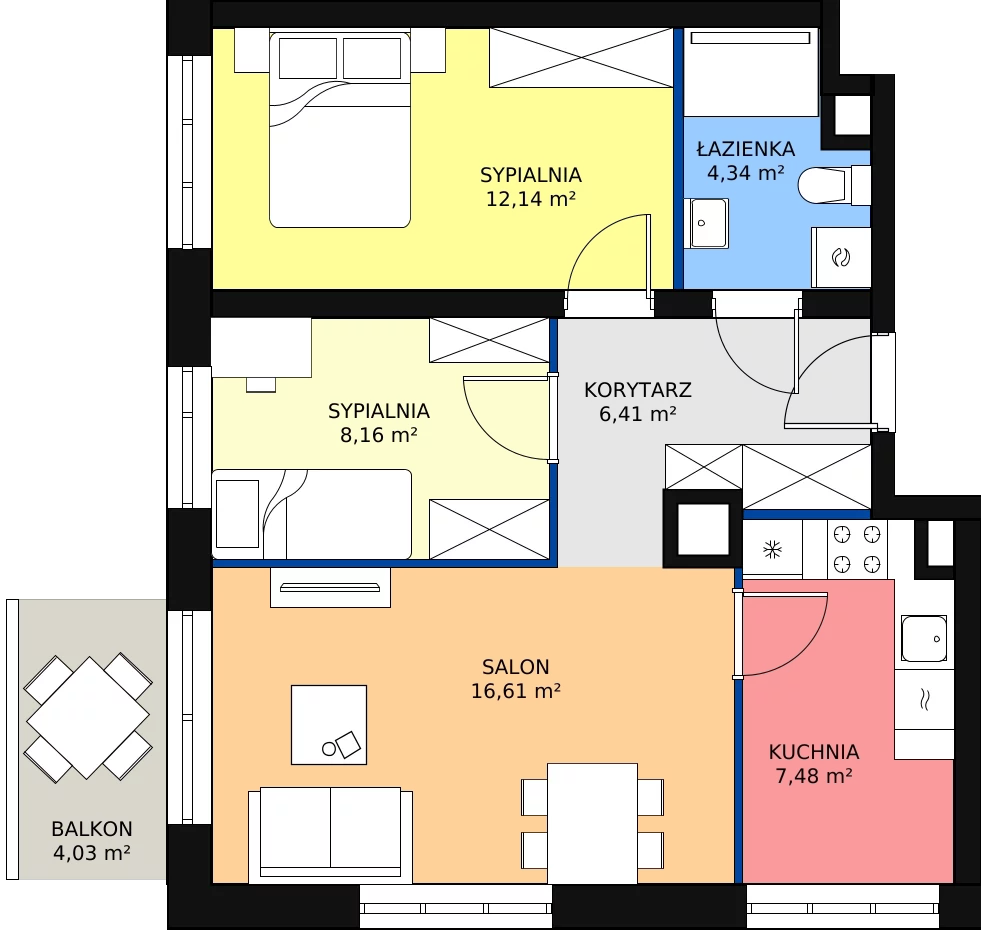 Zalety mieszkania 55.14 m², A1/1/5