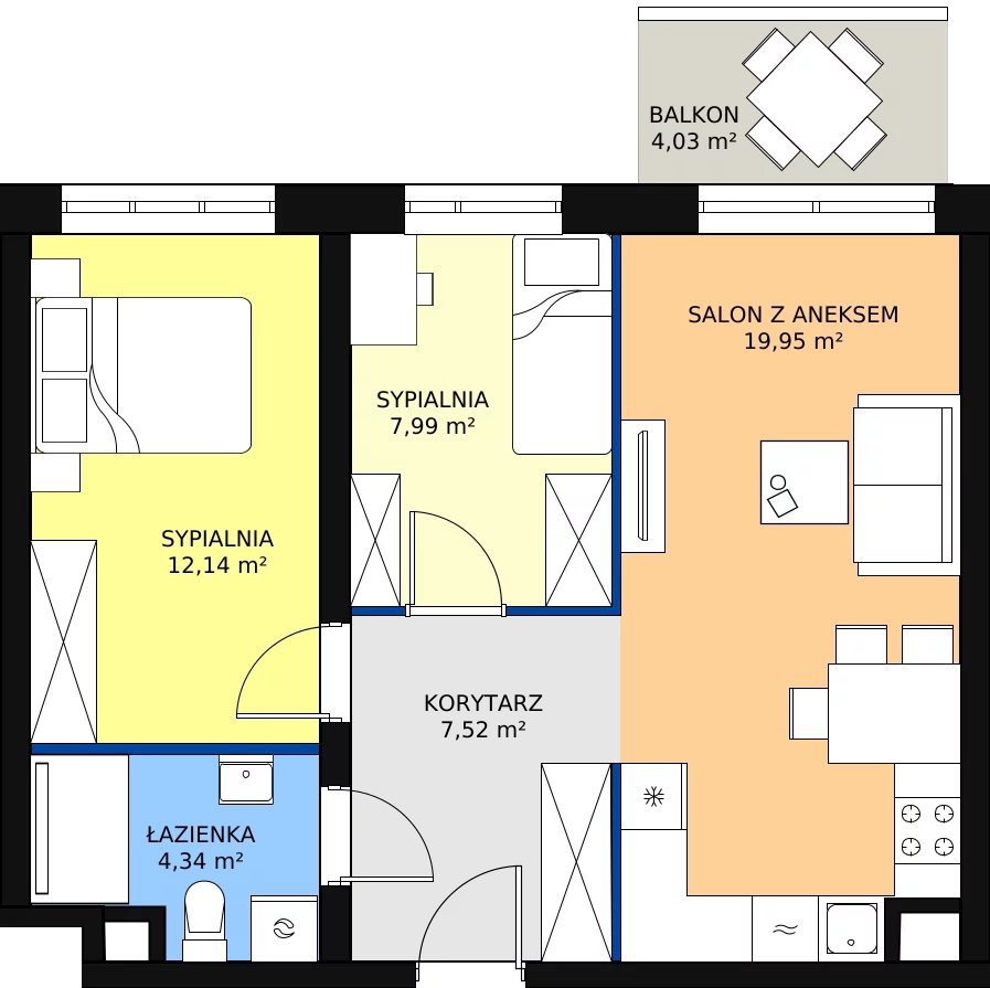 Zalety mieszkania 51.94 m², A1/1/6