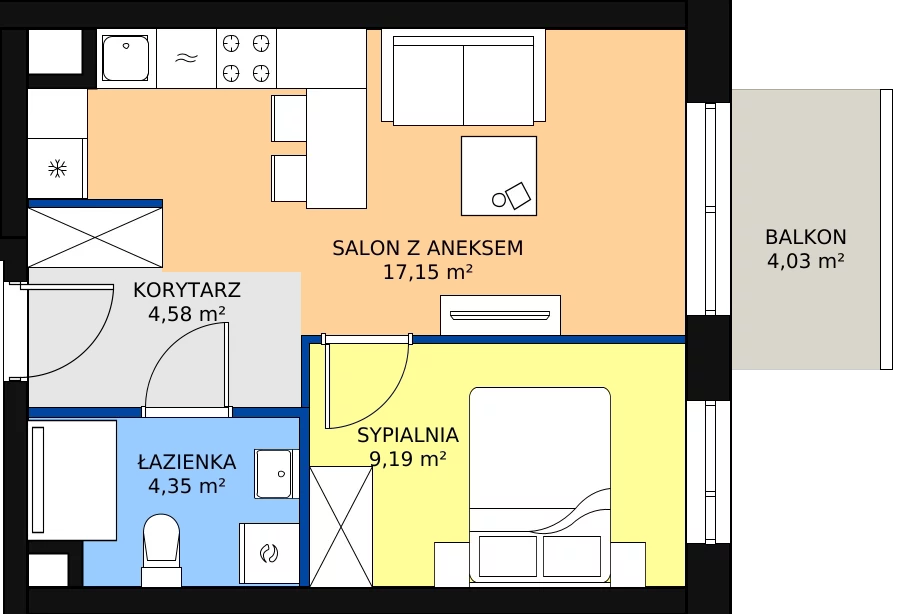 Zalety mieszkania 35.27 m², A1/2/10