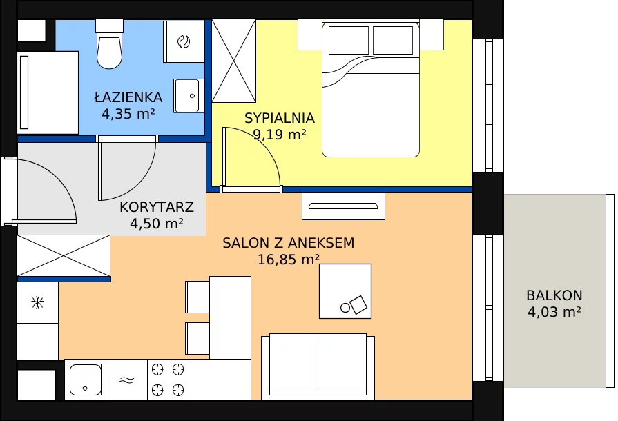 Zalety mieszkania 34.89 m², A1/4/10