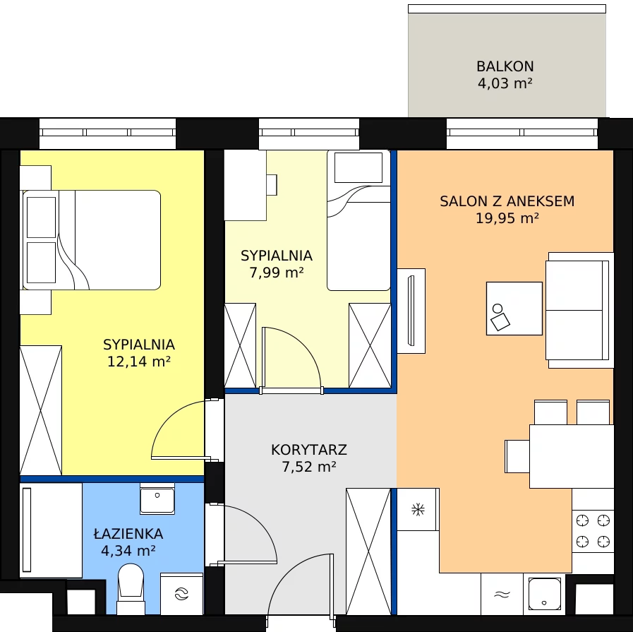 Zalety mieszkania 51.94 m², A1/5/6