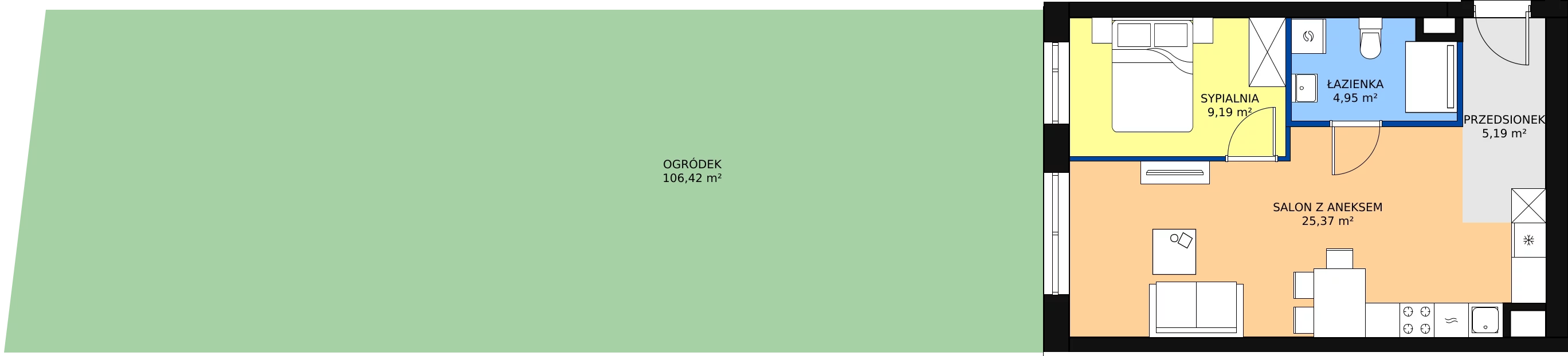 Zalety mieszkania 44.7 m², A2/0/5