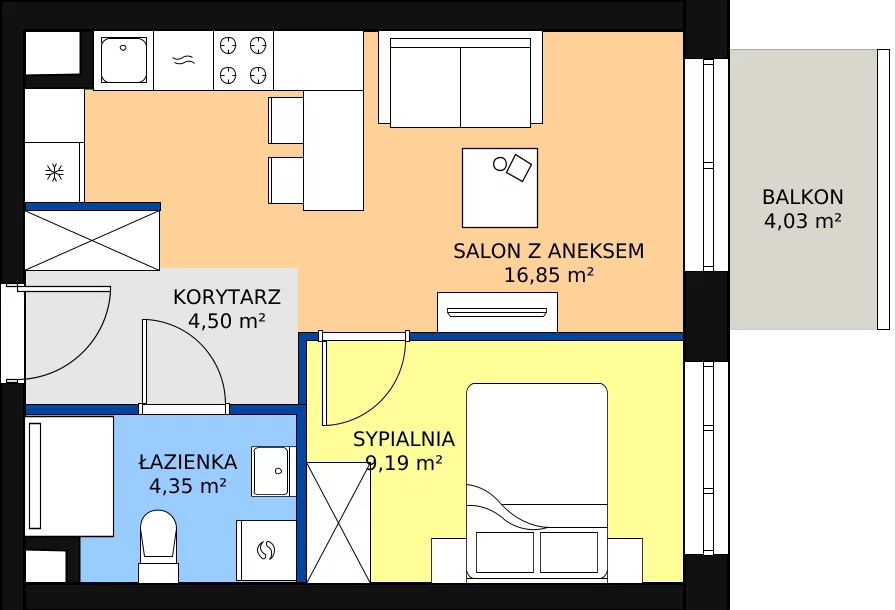 Zalety mieszkania 34.89 m², A2/4/3