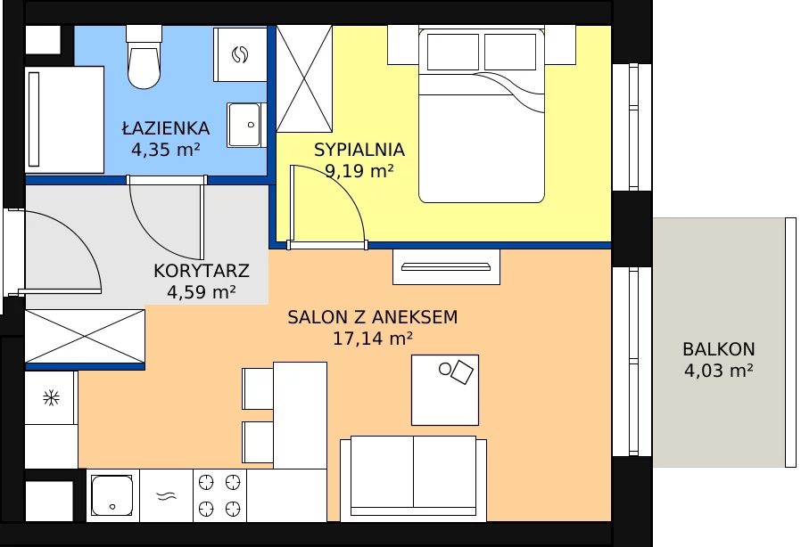 Zalety mieszkania 35.27 m², A2/4/4