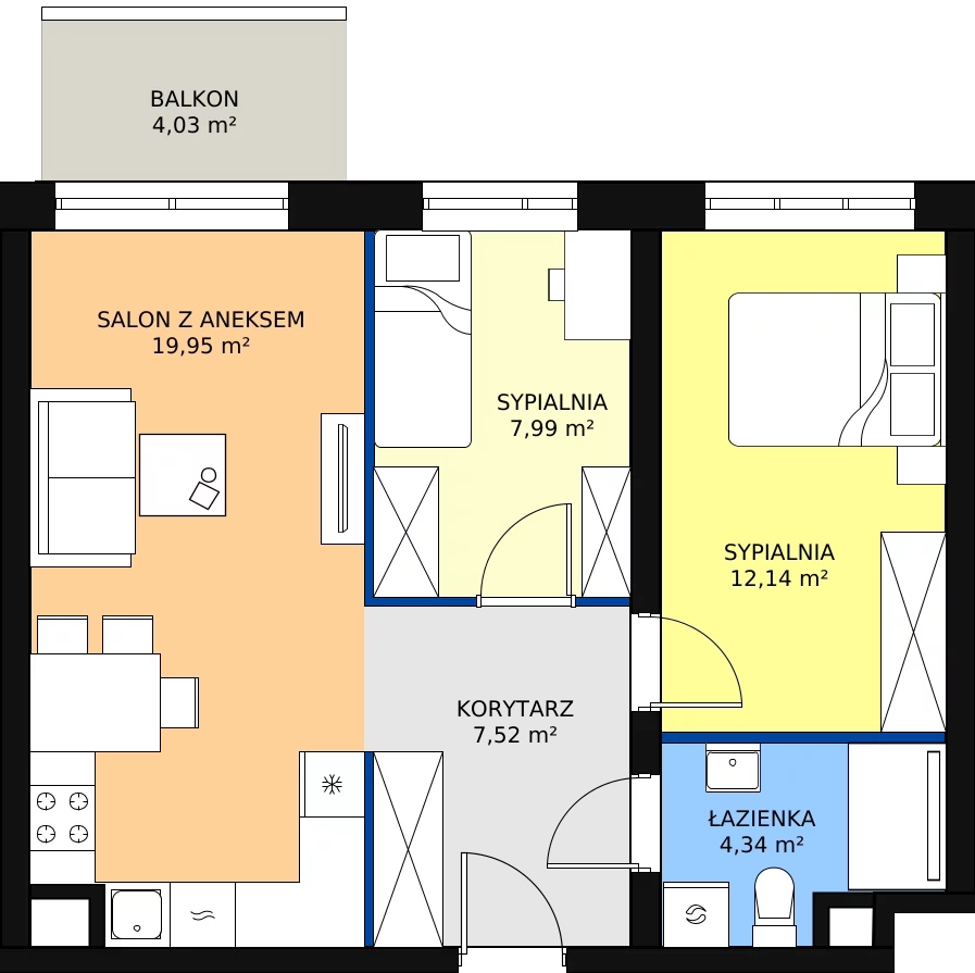 Zalety mieszkania 51.94 m², A2/5/7