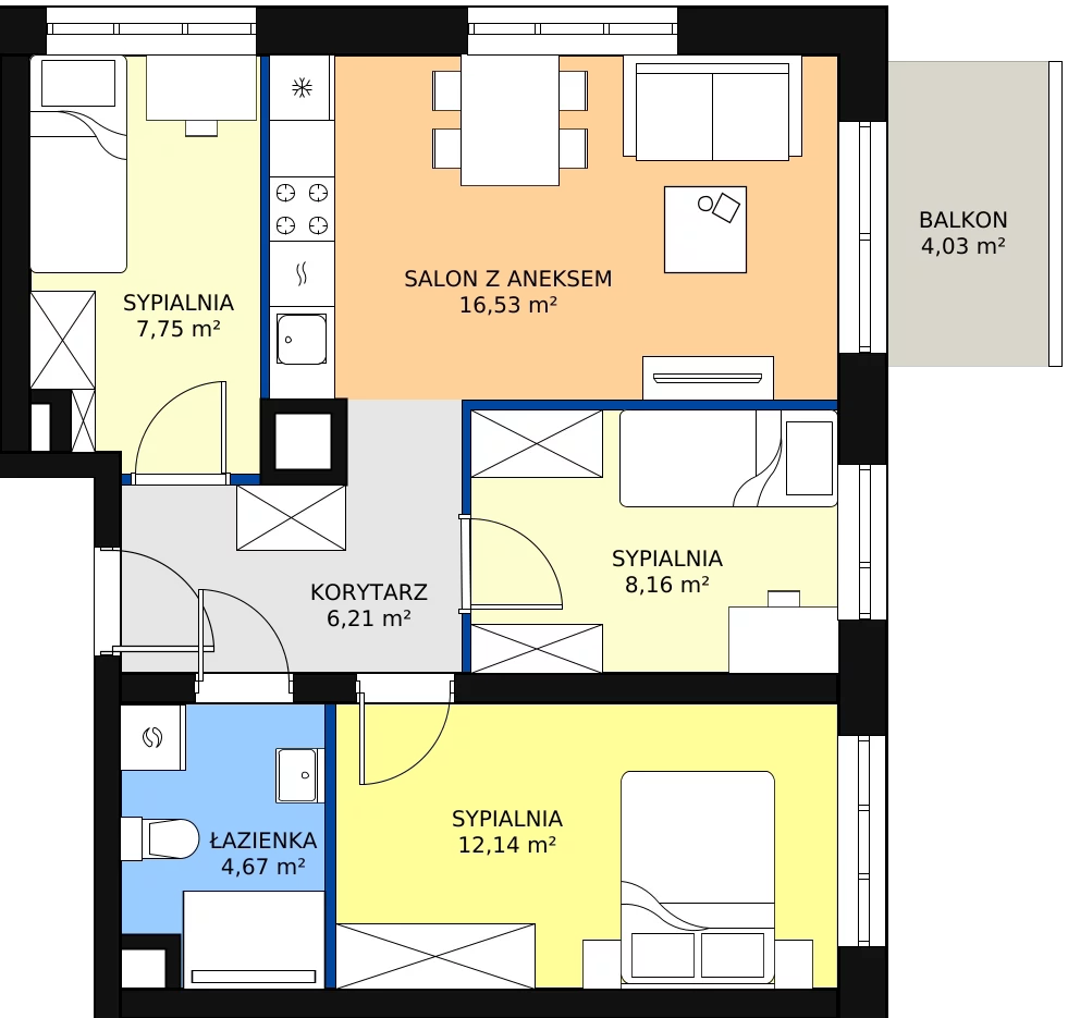 Zalety mieszkania 55.46 m², A2/5/9