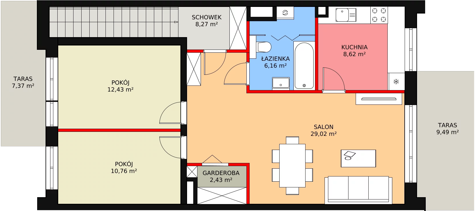 3 pokoje, mieszkanie 79,62 m², piętro 1, oferta nr 36.1., Zielone Komorowice, Karwiany, ul. Wiosenna