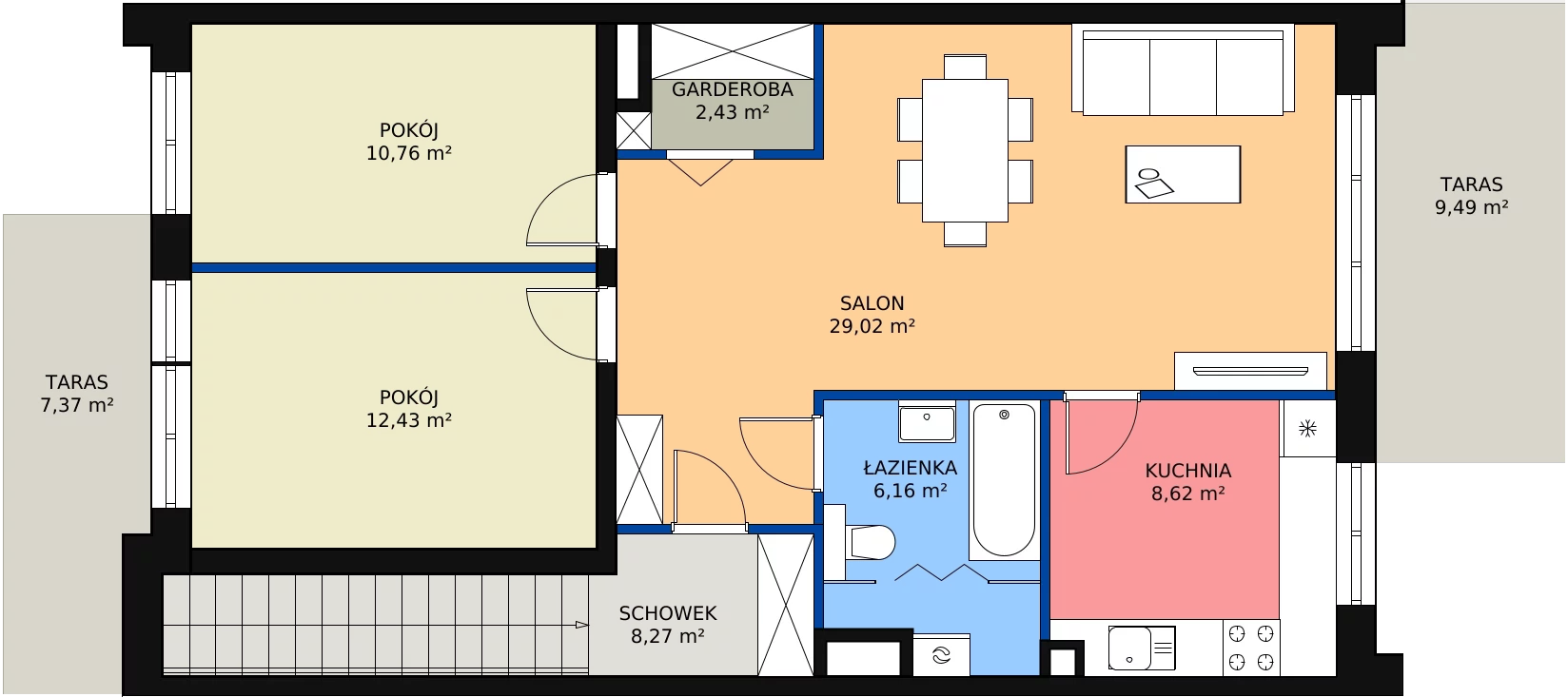 3 pokoje, mieszkanie 79,62 m², piętro 1, oferta nr 37.1., Zielone Komorowice, Karwiany, ul. Wiosenna