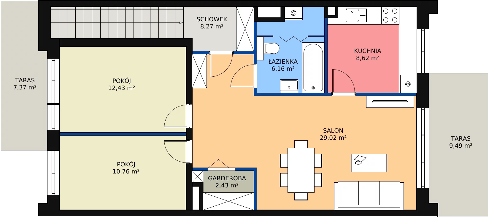 3 pokoje, mieszkanie 79,62 m², piętro 1, oferta nr 38.1., Zielone Komorowice, Karwiany, ul. Wiosenna