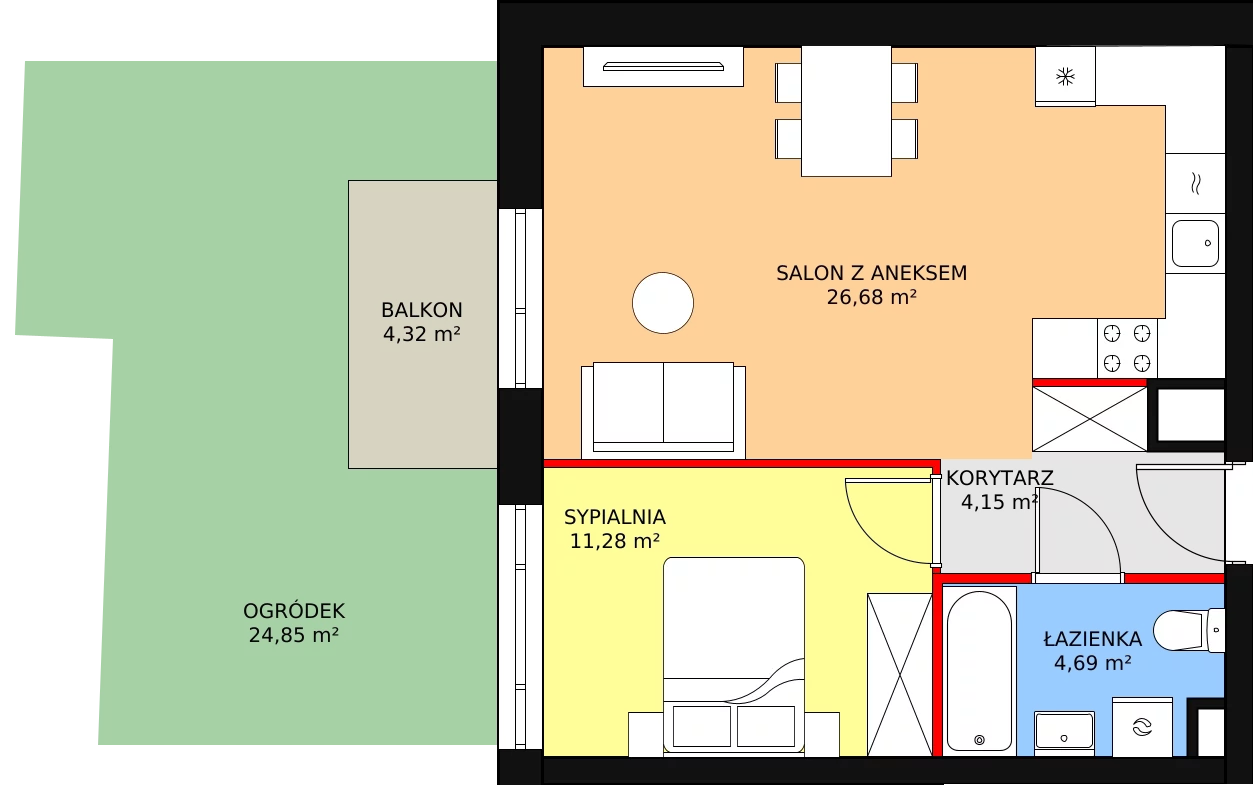 Mieszkanie 47,49 m², parter, oferta nr F/117, Fama Jeżyce - Etap 3, Poznań, Jeżyce, ul. Dąbrowskiego 81/85