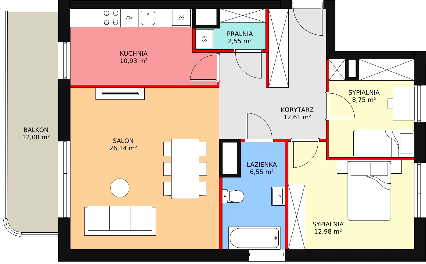 3 pokoje, mieszkanie 82,87 m², piętro 6, oferta nr F/21, Fama Jeżyce - Etap 3, Poznań, Jeżyce, ul. Dąbrowskiego 81/85