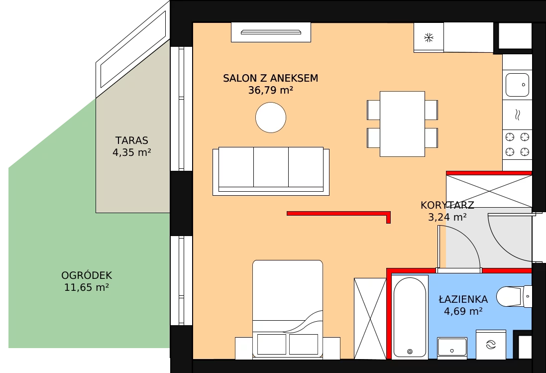 Mieszkanie 45,58 m², parter, oferta nr F/4, Fama Jeżyce - Etap 3, Poznań, Jeżyce, ul. Dąbrowskiego 81/85