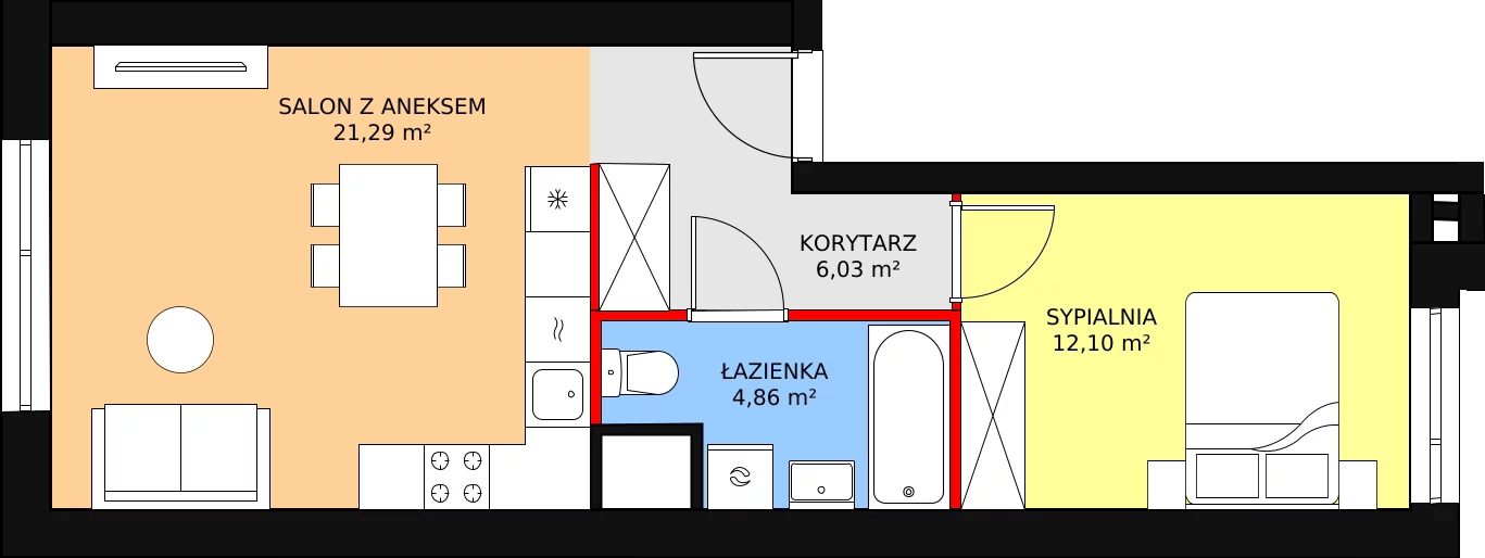 Mieszkanie 44,86 m², parter, oferta nr F/64, Fama Jeżyce - Etap 3, Poznań, Jeżyce, ul. Dąbrowskiego 81/85