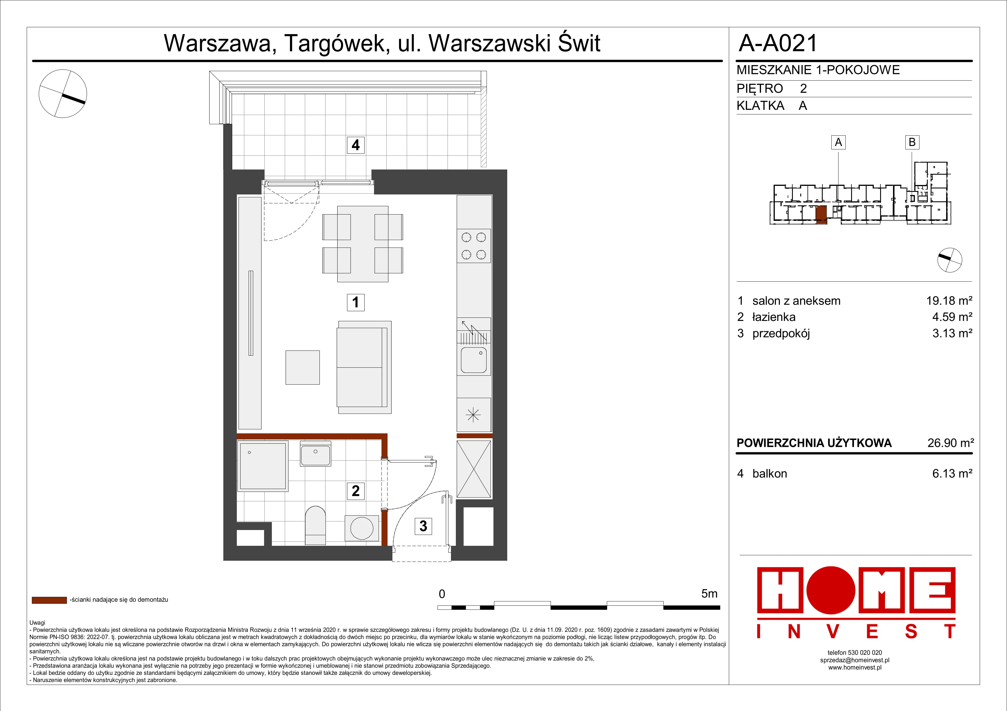 Mieszkanie 26,90 m², piętro 2, oferta nr A-A021, Warszawski Świt, Warszawa, Targówek, Bródno, ul. Warszawski Świt 5
