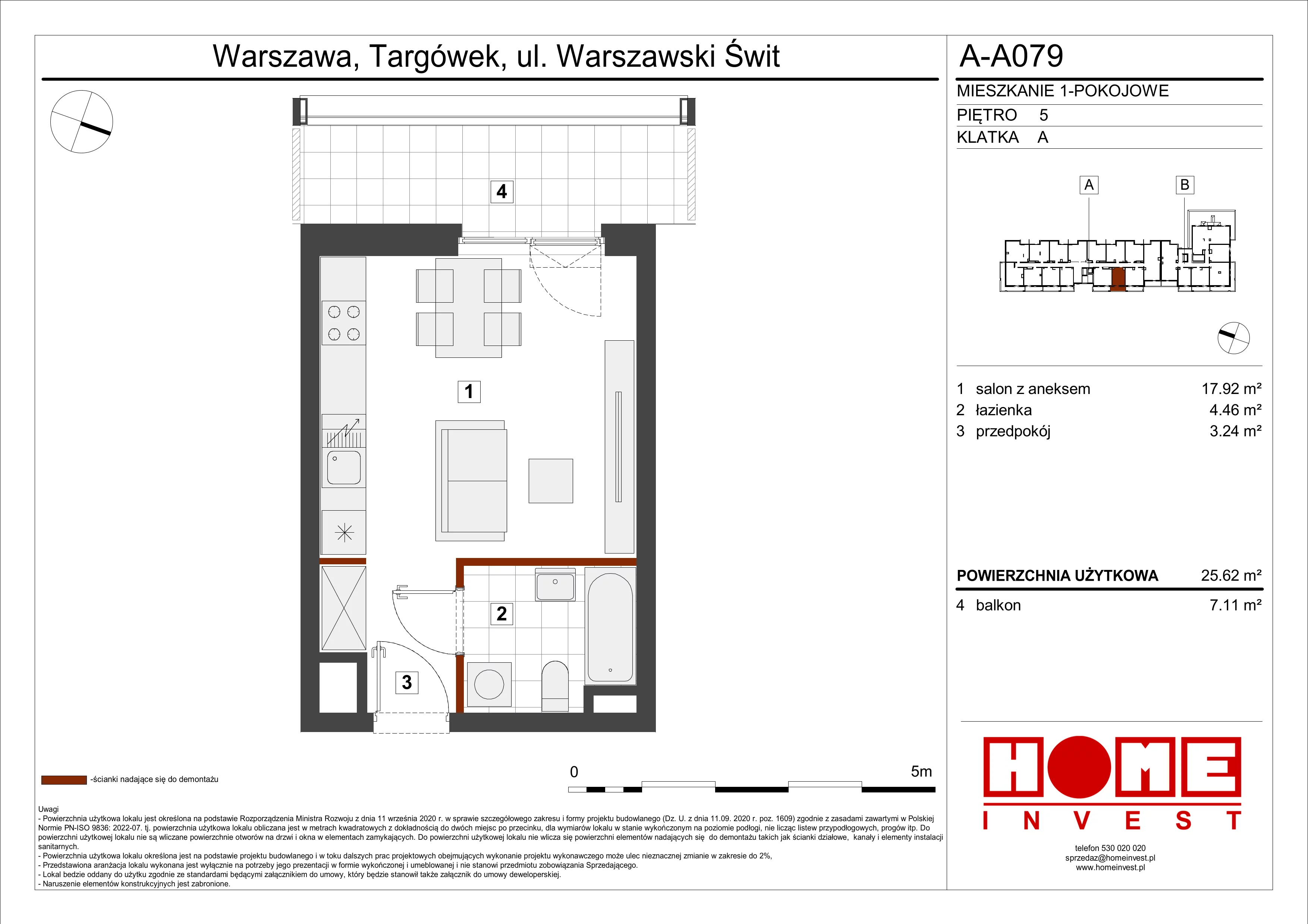 Mieszkanie 25,62 m², piętro 5, oferta nr A-A079, Warszawski Świt, Warszawa, Targówek, Bródno, ul. Warszawski Świt 5