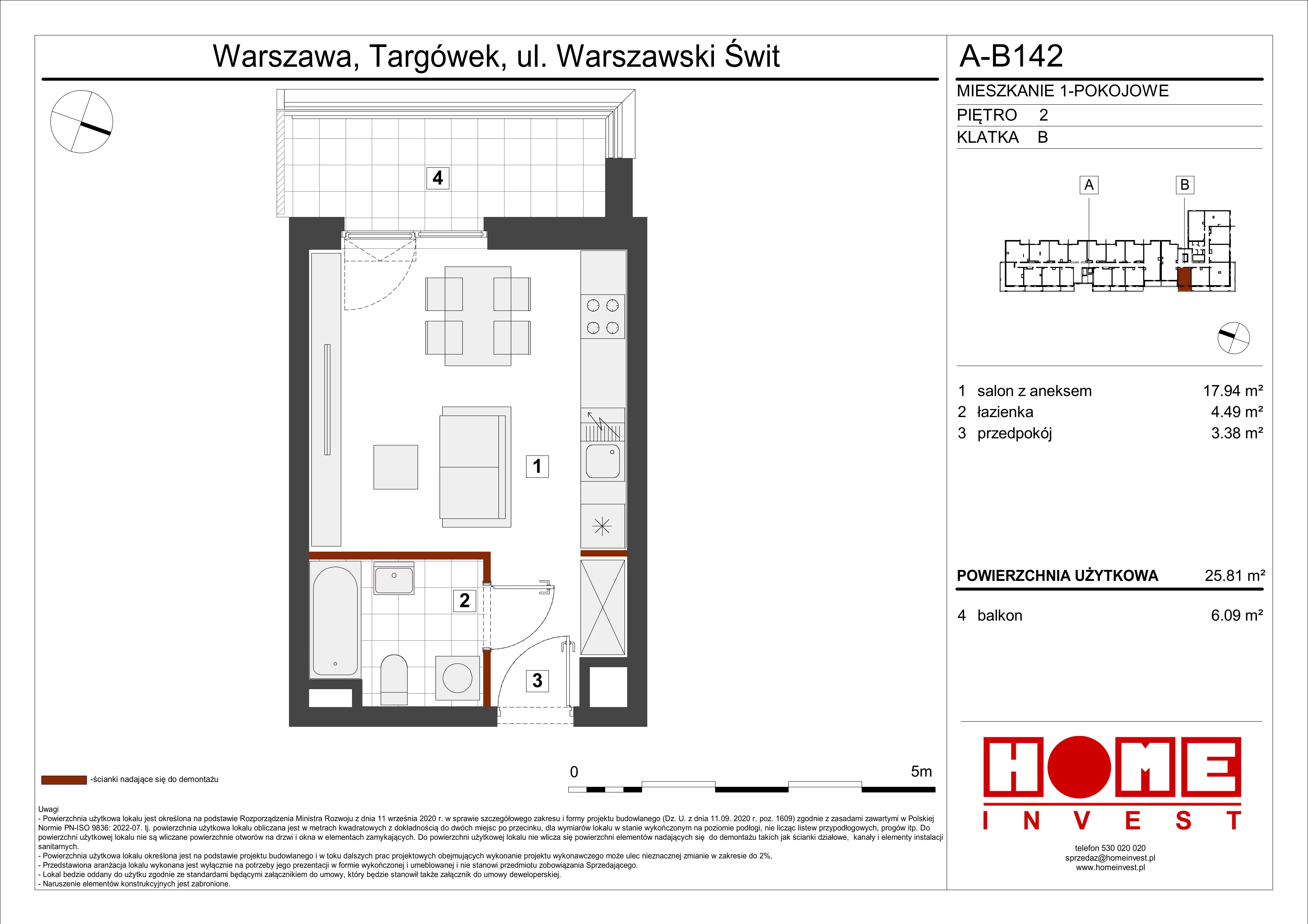 Mieszkanie 25,81 m², piętro 2, oferta nr A-B142, Warszawski Świt, Warszawa, Targówek, Bródno, ul. Warszawski Świt 5