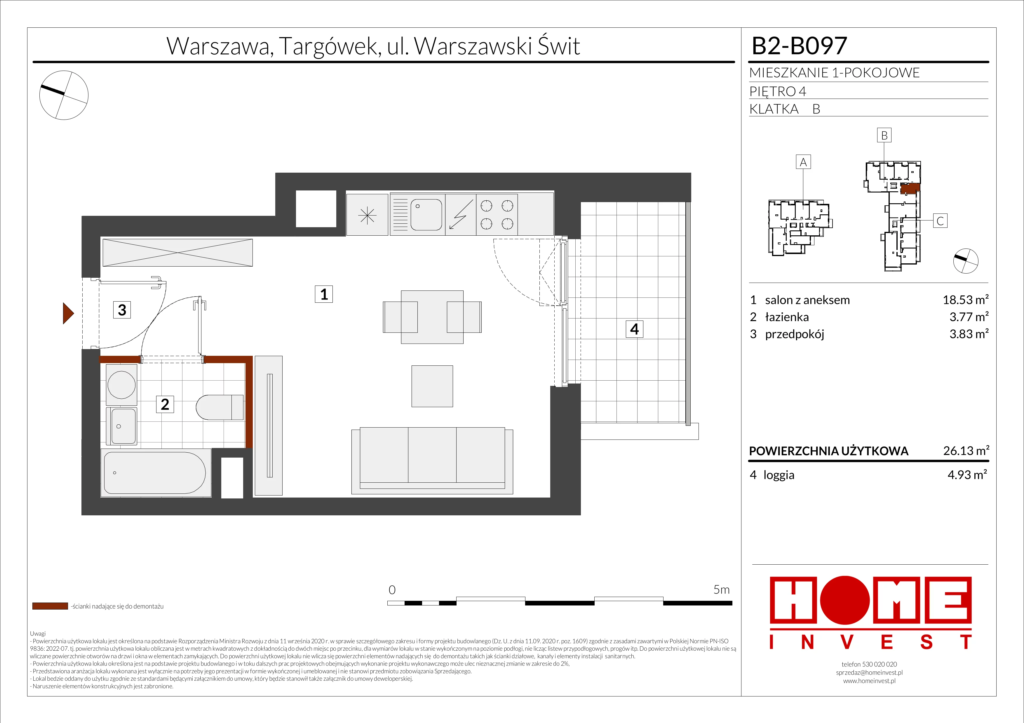 Mieszkanie 26,13 m², piętro 4, oferta nr B2-B097, Warszawski Świt Etap IX, Warszawa, Targówek, Bródno, ul. Warszawski Świt 5