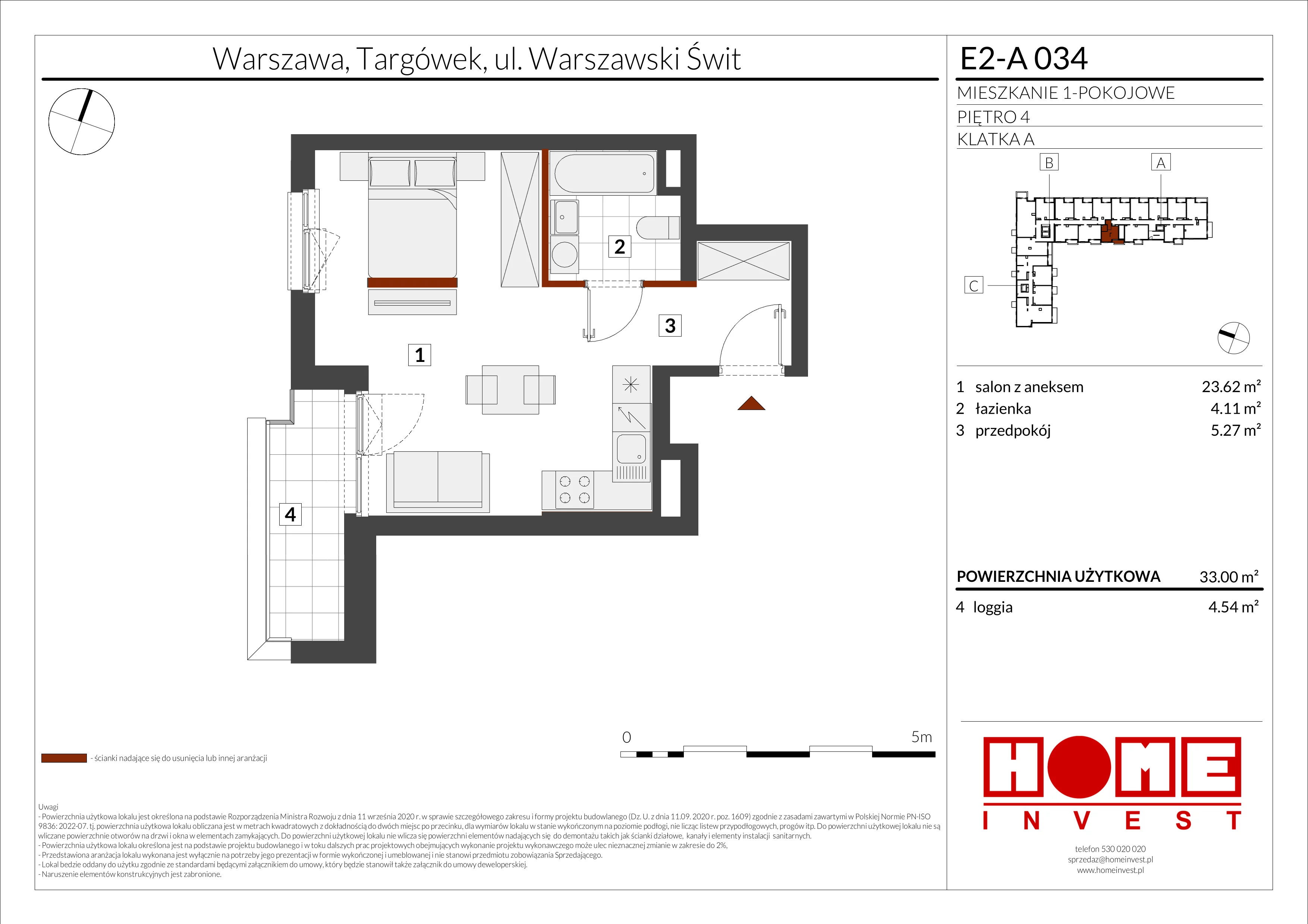 1 pokój, mieszkanie 33,00 m², piętro 4, oferta nr E2-A034, Warszawski Świt Etap XI, Warszawa, Targówek, Bródno, ul. Warszawski Świt