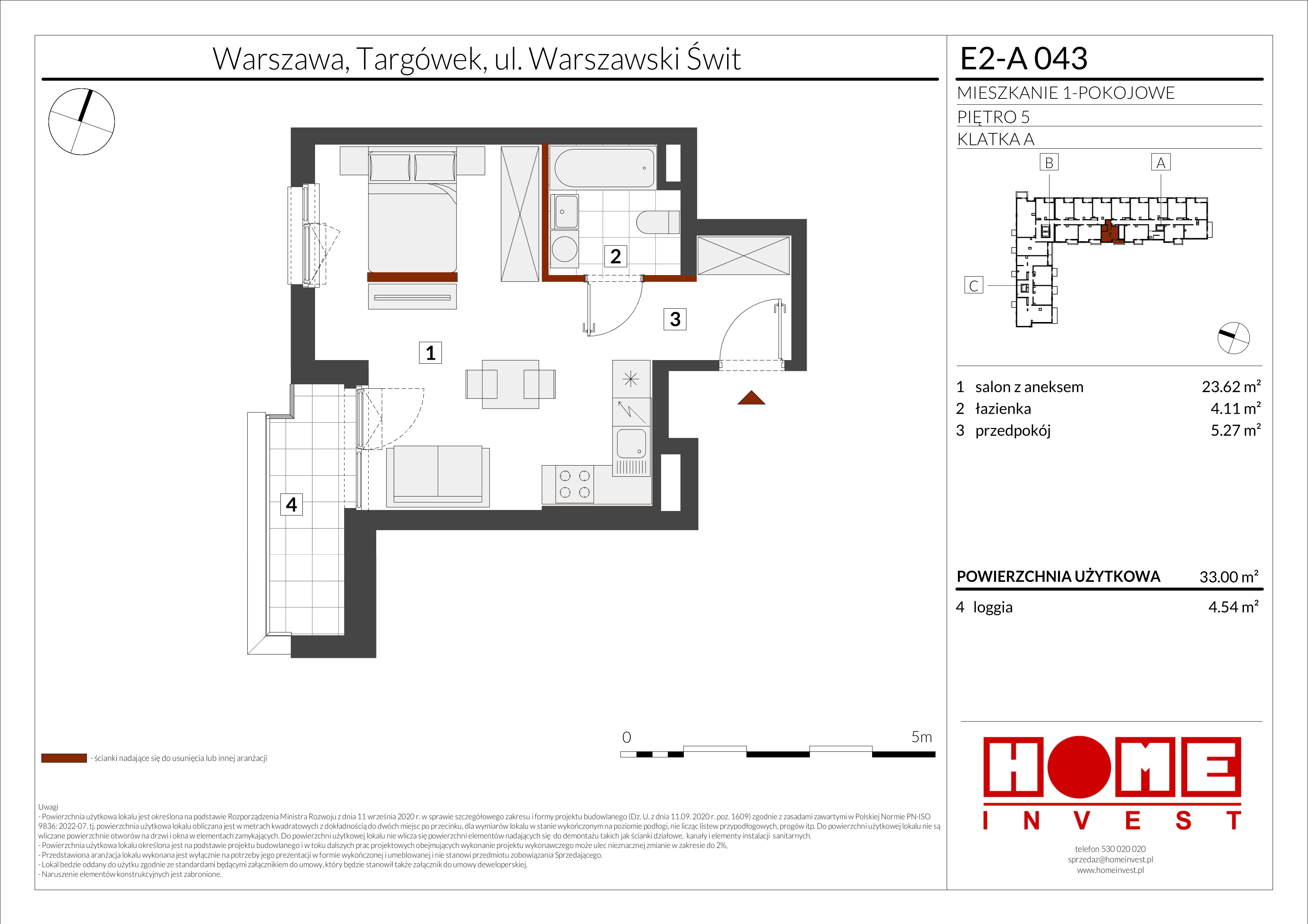 1 pokój, mieszkanie 33,00 m², piętro 5, oferta nr E2-A043, Warszawski Świt Etap XI, Warszawa, Targówek, Bródno, ul. Warszawski Świt