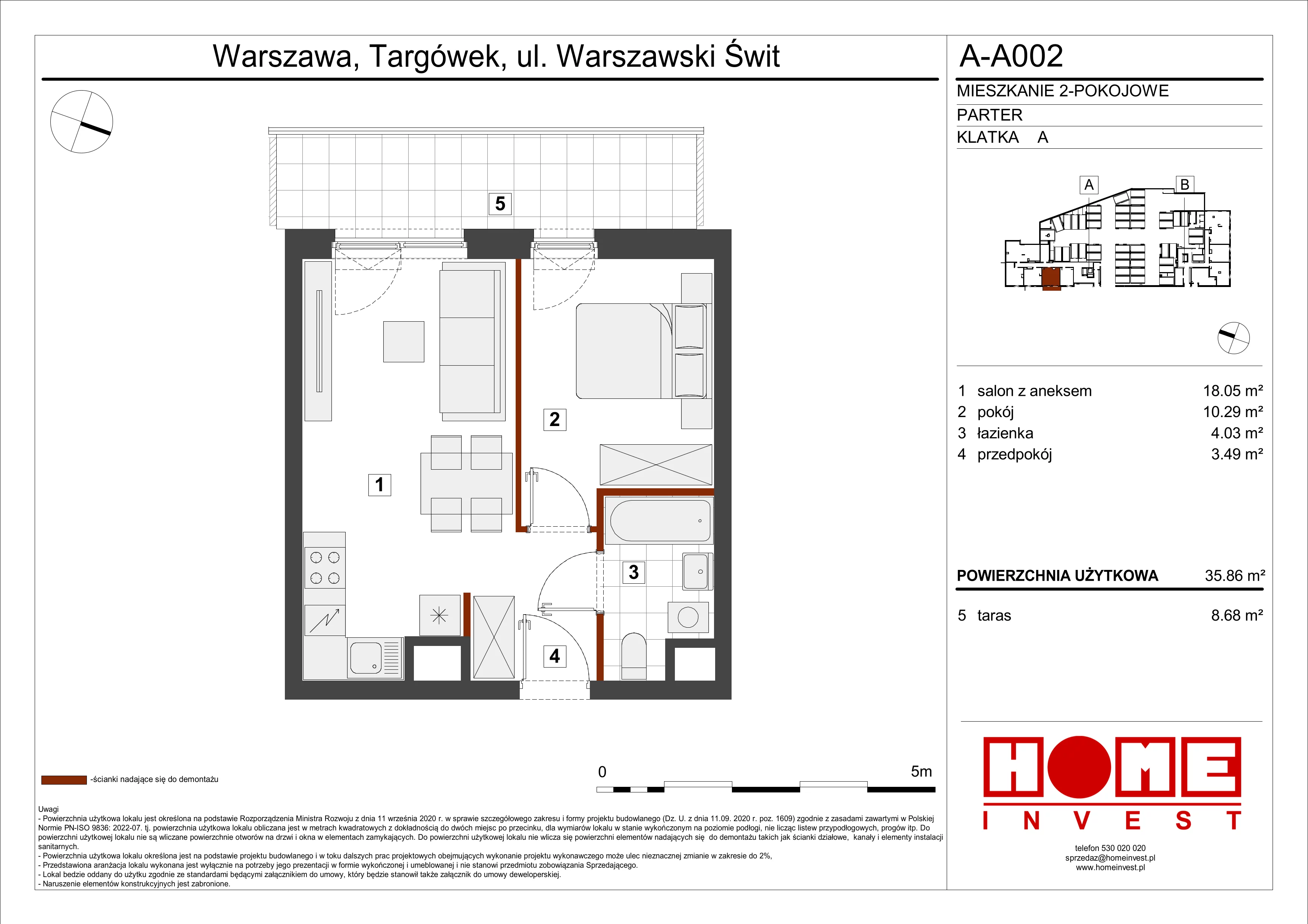 Mieszkanie 35,86 m², parter, oferta nr A-A002, Warszawski Świt, Warszawa, Targówek, Bródno, ul. Warszawski Świt 5
